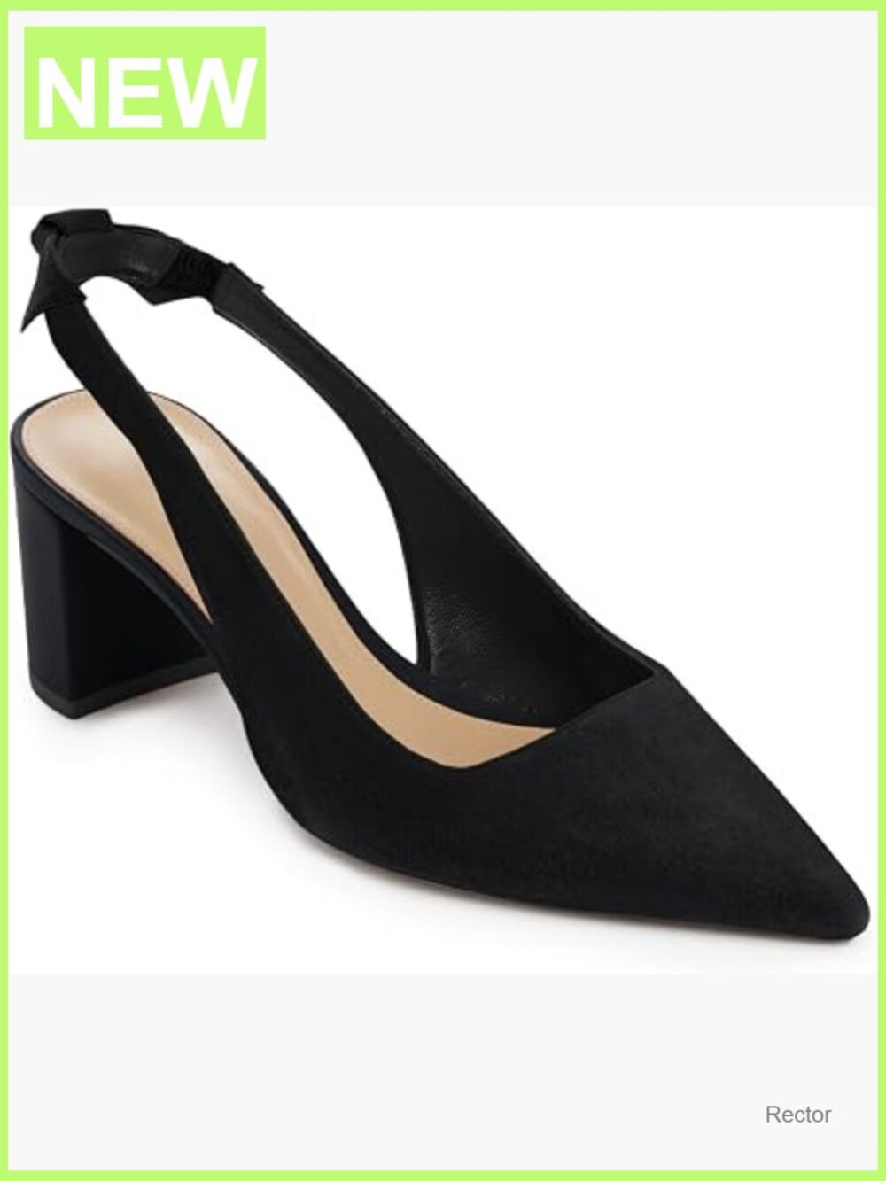 Women's Pointed Toe Slingback Pumps Chunky Block Heels Cute Bow